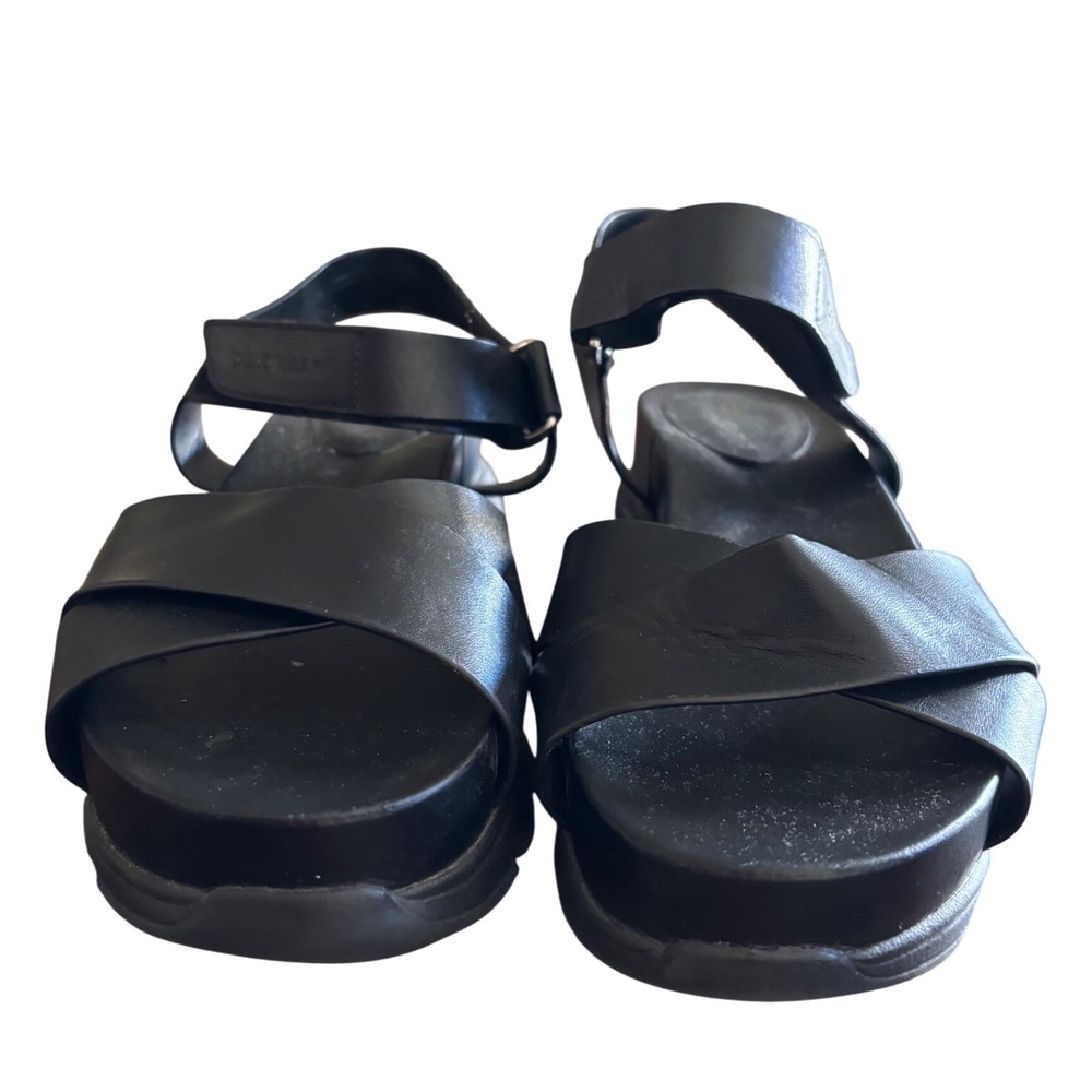 Cole Haan Zerogrand Black Leather Crisscross Ankle Strap Platform Sandals Size 6